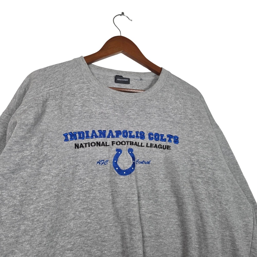 Vtg 90s Indianapolis Colts Embroidered Sweatshirt Grey Mens Boxy XL The Edge NFL